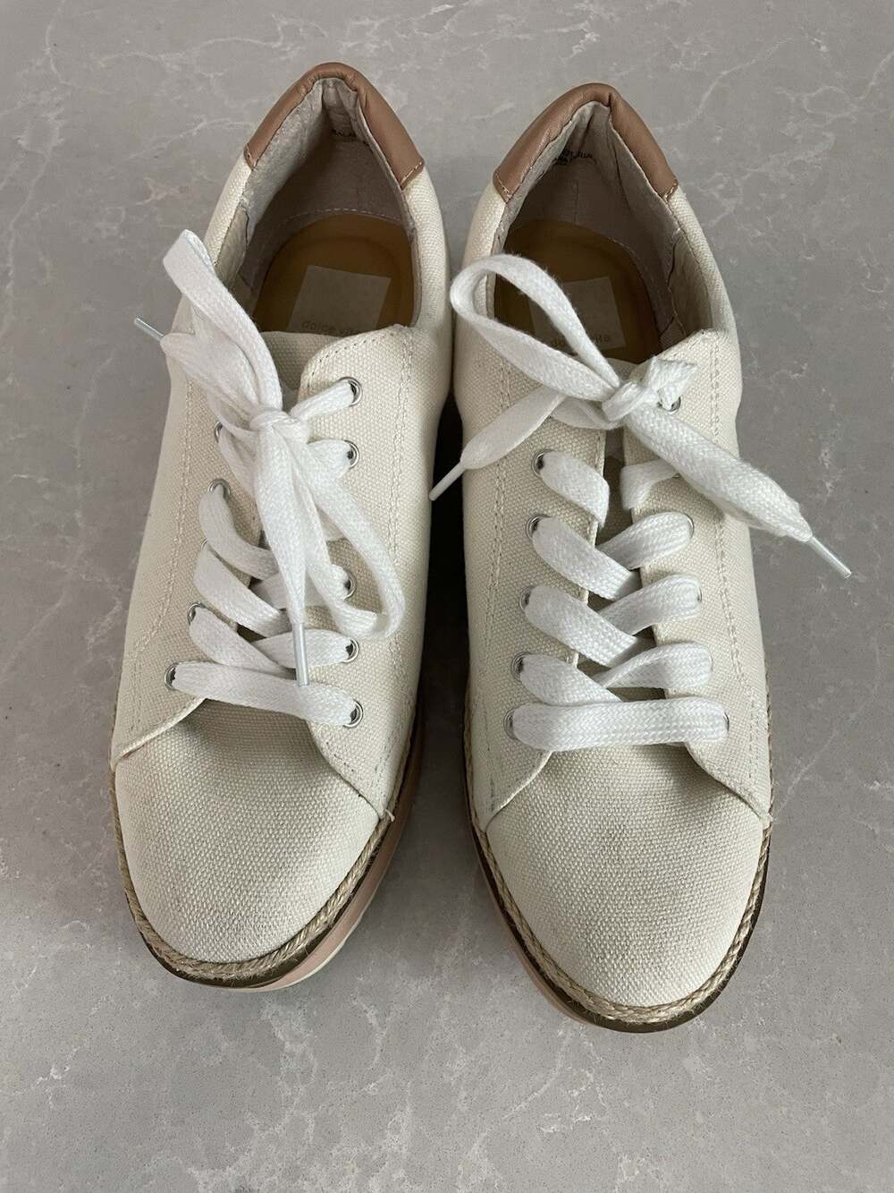 Dolce Vita Tomas Ivory Canvas Rope Trim Platform Shoes Women’s Size 8M
